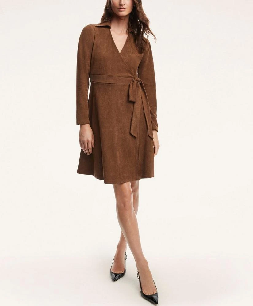商品Brooks Brothers|Faux Suede Herringbone Wrap Dress,价格¥628,第2张图片详细描述