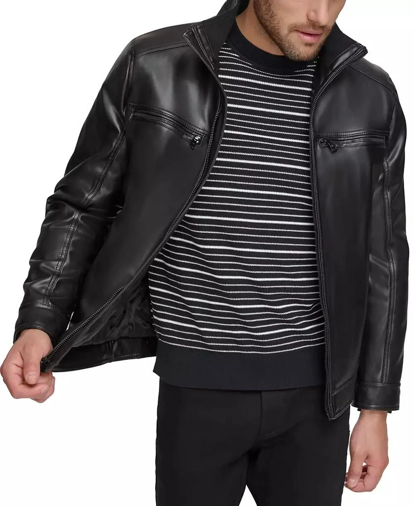 商品Calvin Klein|Men's Faux Leather Moto Jacket, Created for Macy's,价格¥1026,第3张图片详细描述