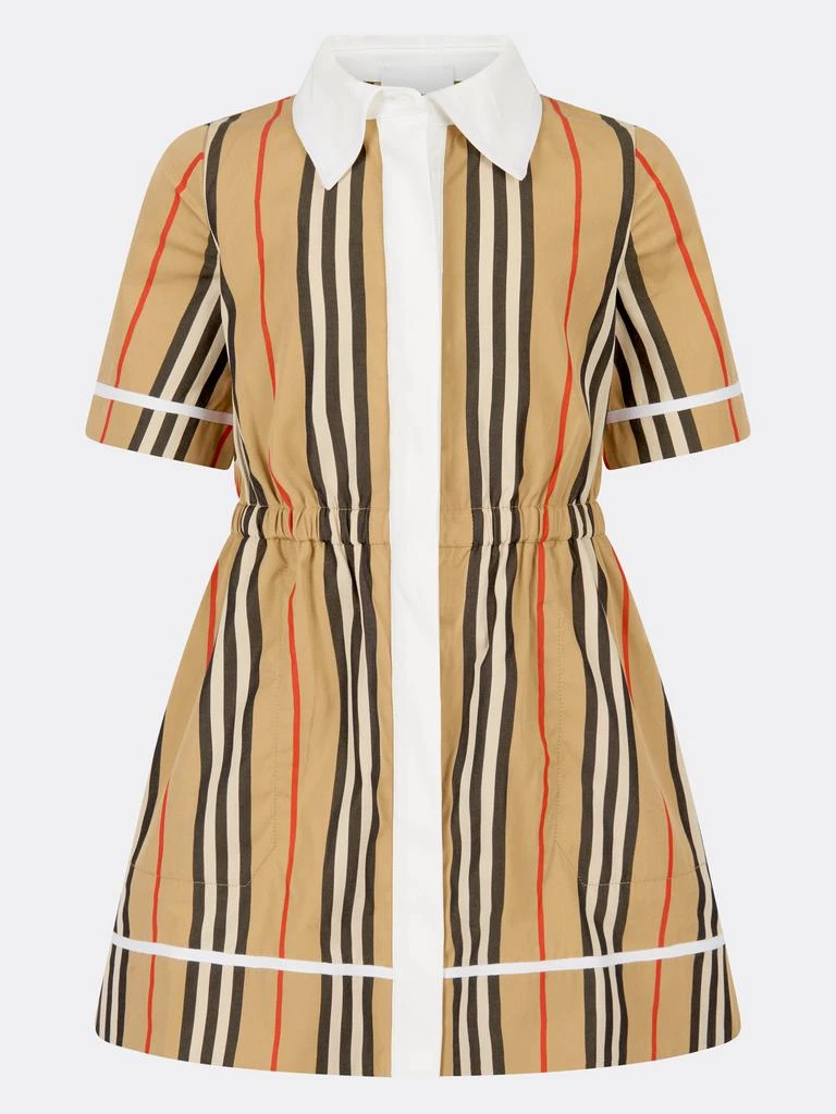 商品Burberry|Burberry Beige Girls Cotton Short Sleeve Check Dress,价格¥1906,第1张图片