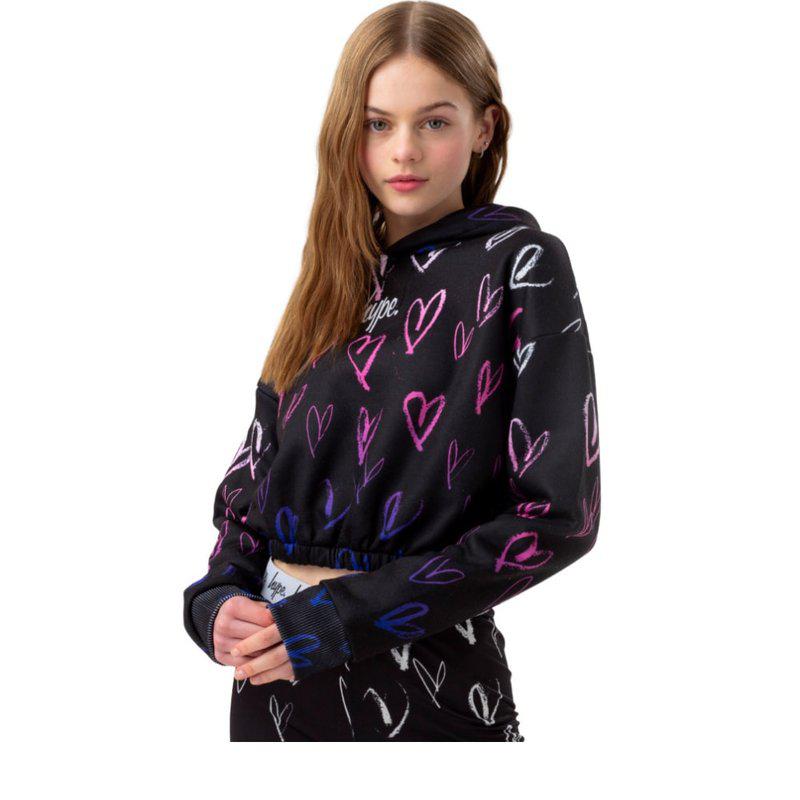 Girls Heart Fade Script Drop Shoulder Hoodie商品第1张图片规格展示