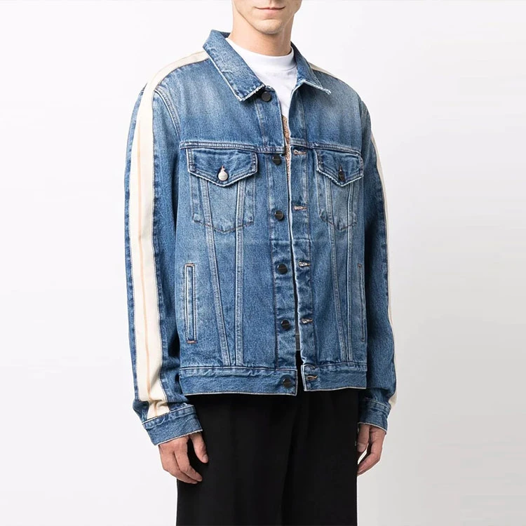 商品[国内直发] Palm Angels|条纹细节牛仔外套 男款 蓝色,价格¥2859,第6张图片详细描述