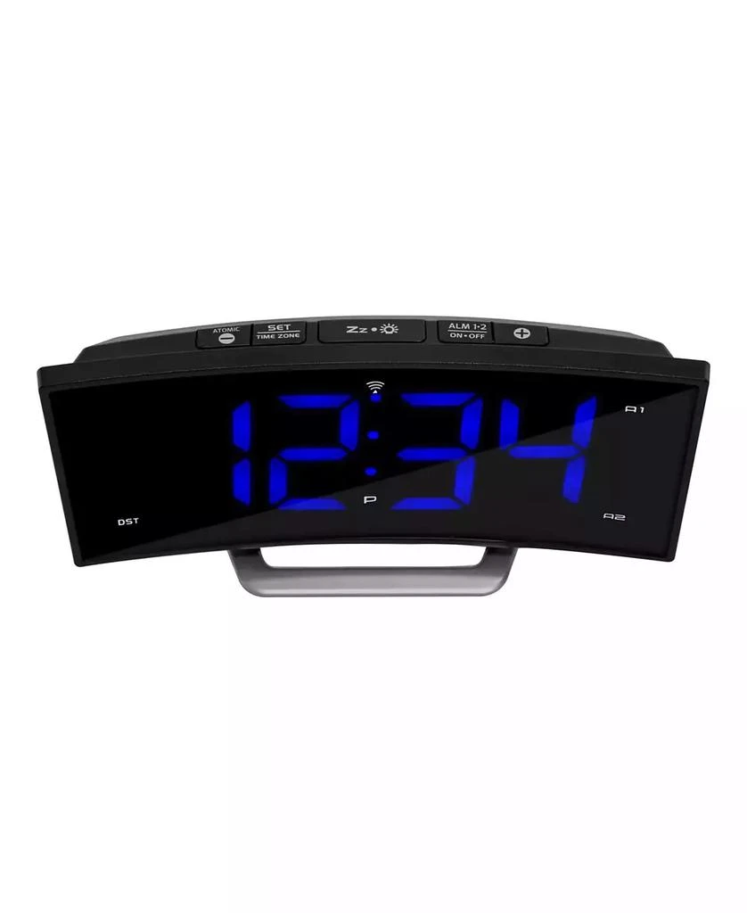 商品La Crosse Technology|1.8" Curved Blue LED Atomic Dual Alarm Clock,价格¥299,第2张图片详细描述