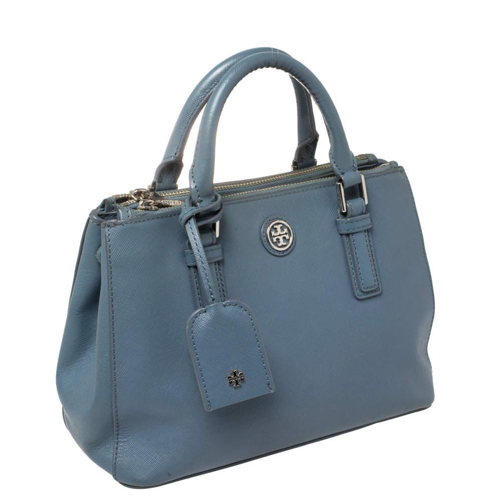 商品[二手商品] Tory Burch|Tory Burch Blue Leather Mini Robinson Double Zip Tote,价格¥809,第5张图片详细描述