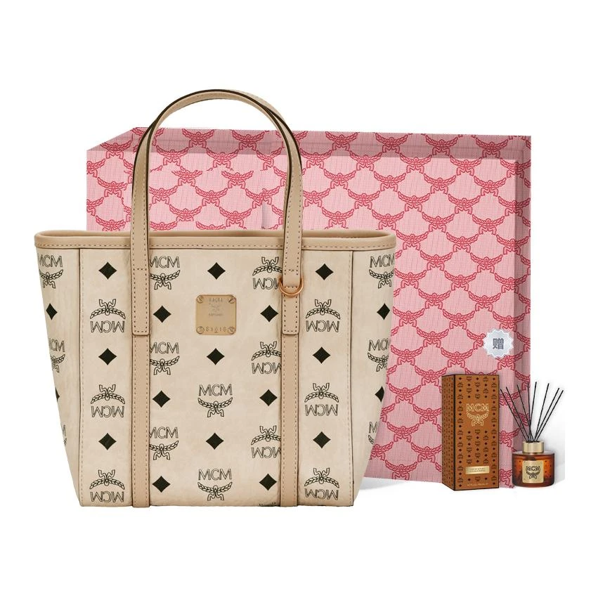 商品[国内直发] MCM|Toni 经典老花满印菜篮子 涂层帆布拼纳帕皮革饰边 托特Tote斜挎购物袋斜挎手提包 常规 男女同款情侣款 米色,价格¥3445,第8张图片详细描述