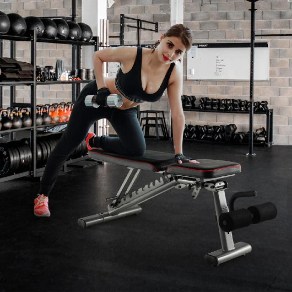 商品Hivvago|660 LBS Strength Training Bench with 10 Back and 3 Seat for Full Body Workout-Black,价格¥1837,第2张图片详细描述