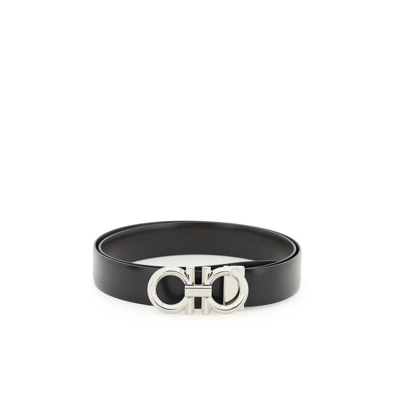 商品Salvatore Ferragamo|欧洲直邮FERRAGAMO菲拉格慕男士黑色皮革板扣腰带皮带简约时尚,价格¥3644,第1张图片