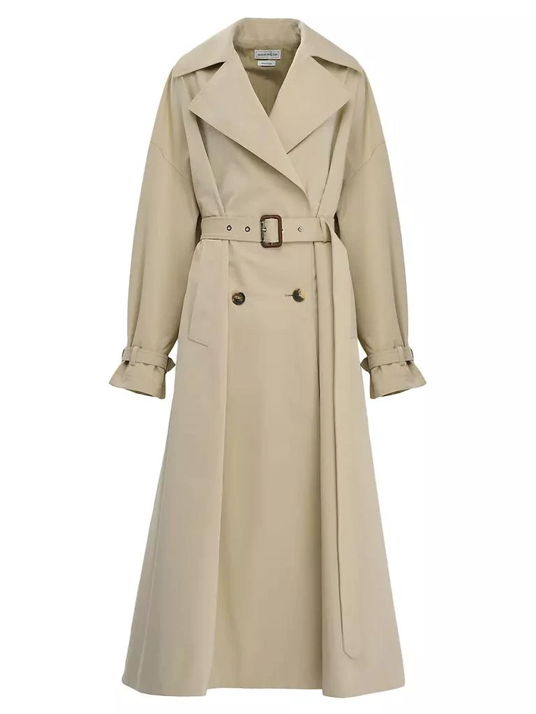 商品Alexander McQueen|Long Belted Cotton Trench Coat,价格¥33645,第1张图片