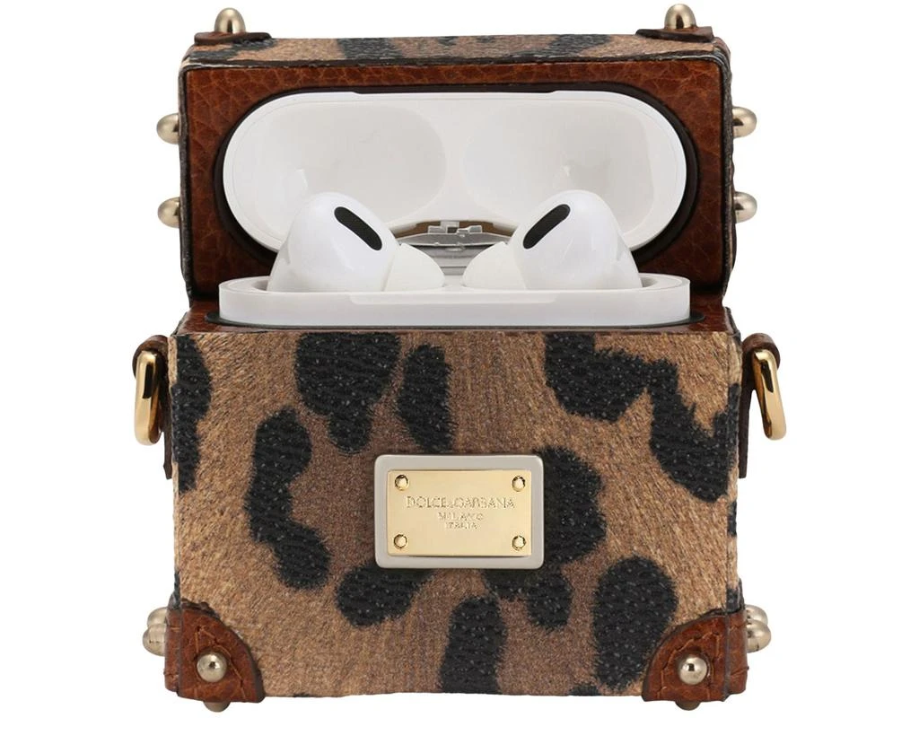 商品Dolce & Gabbana|Airpods case in leopard-print Crespo with branded plate,价格¥5196,第5张图片详细描述