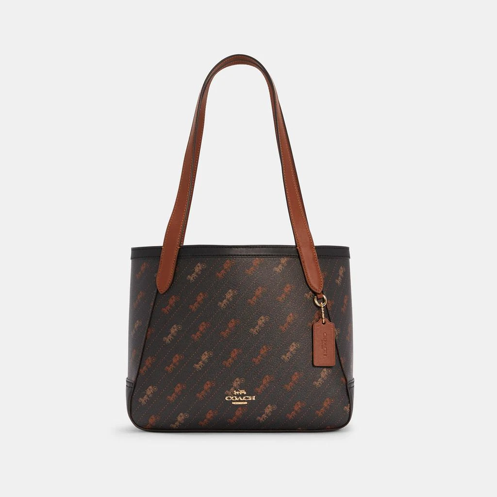 商品Coach|蔻驰女士27号PVC配皮单肩马车印花托特包,价格¥1032,第1张图片