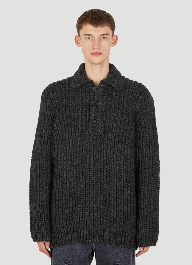 Knit Polo Sweater in Grey商品第1张图片规格展示