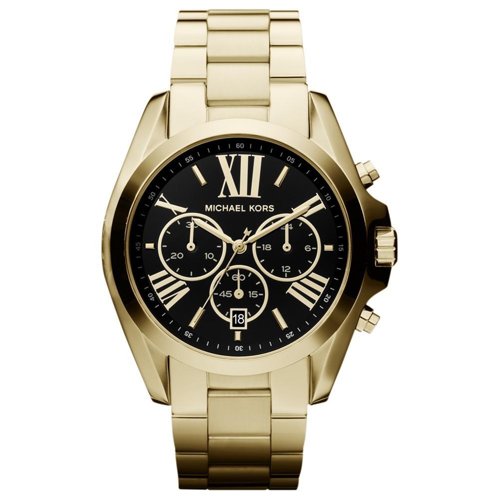 商品Michael Kors|Women's Chronograph Bradshaw Gold-Tone Stainless Steel Bracelet Watch 43mm MK5739,价格¥2043,第1张图片