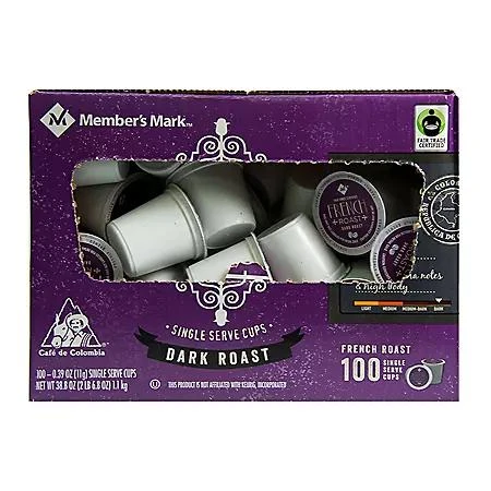 商品Member's Mark|Member's Mark Dark Roast Coffee Pods, French, 100 ct.,价格¥245,第4张图片详细描述