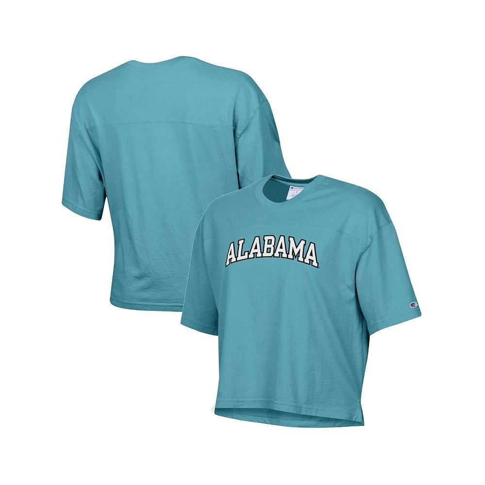 商品CHAMPION|Women's Aqua Alabama Crimson Tide Vintage-Like Wash Boxy Crop T-shirt,价格¥258,第1张图片