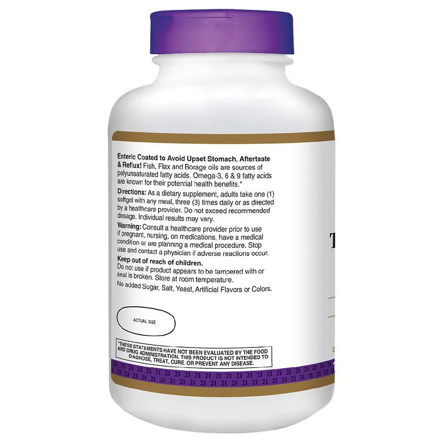 商品21st Century|Enteric Coated Triple Omega Complex 3-6-9, Reflux Free,价格¥149,第2张图片详细描述