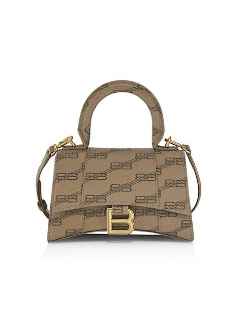 商品Balenciaga|XS Hourglass BB Monogram Coated Canvas Top Handle Bag,价格¥17106,第1张图片