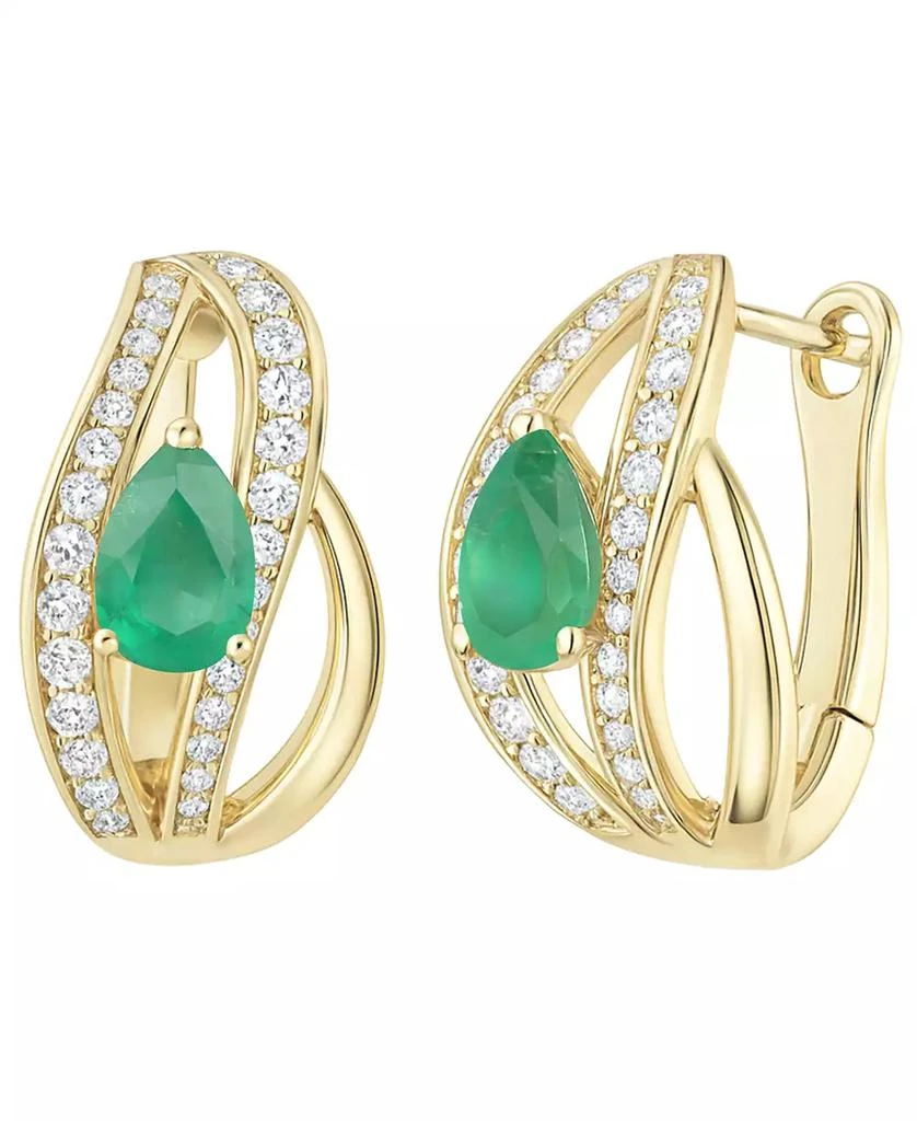 商品Macy's|Emerald (5/8 ct. t.w.) and Diamond (1/3 ct. t.w.) Drop Earrings in 14K Gold (also in 14K White Gold Sapphire & 14K Gold Ruby),价格¥22811,第1张图片