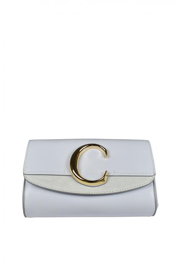 商品Chloé|Luxury Belt Bag   Chloé C Light Blue Suede And Leather Belt Bag,价格¥4281,第1张图片