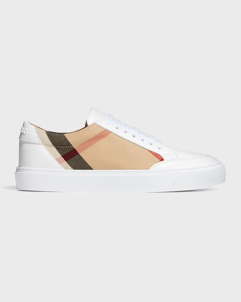 商品Burberry|New Salmond Check Leather Sneakers,价格¥4590,第1张图片