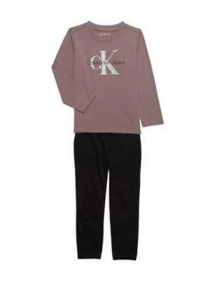 商品Calvin Klein|Little Boy’s 2-Piece Logo Tee & Pants Set,价格¥120,第1张图片