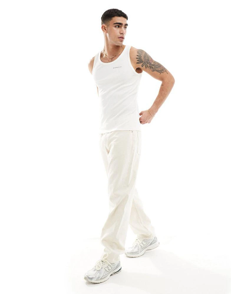 商品Good For Nothing|Good For Nothing ribbed branded vest in off white,价格¥148,第1张图片