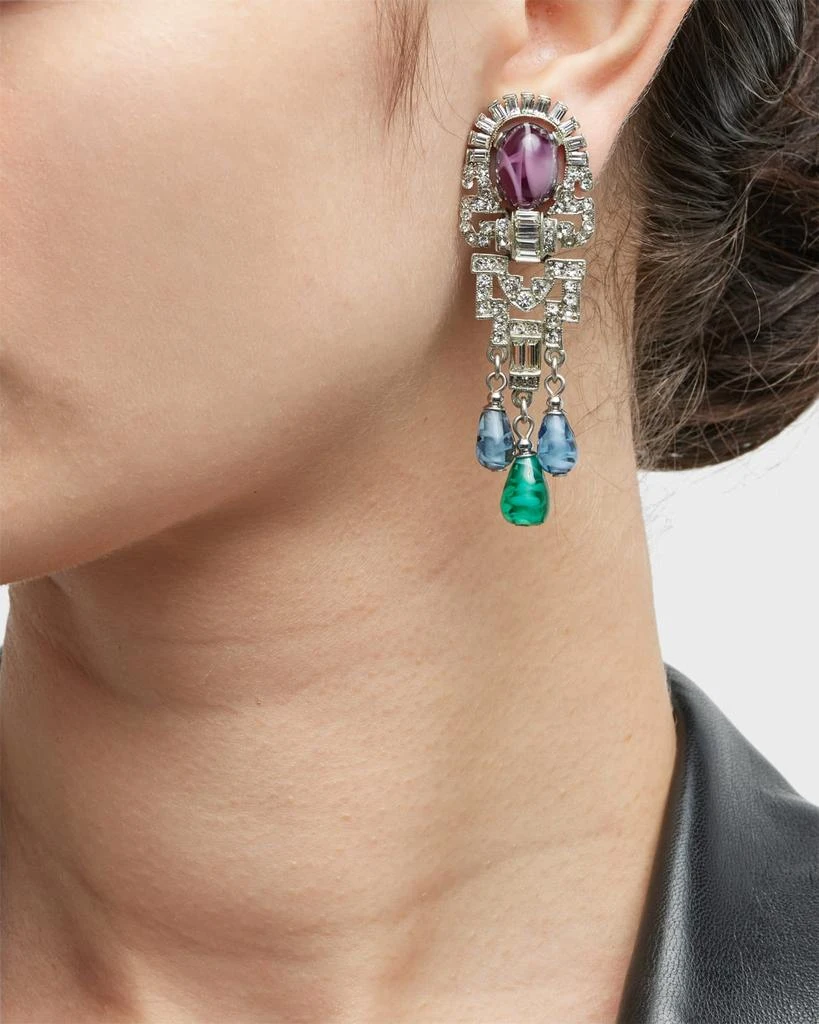 商品BEN-AMUN|Silver Crystal Oval Topa and Emerald Sapphire Drop Clip-On Earrings,价格¥3050,第2张图片详细描述