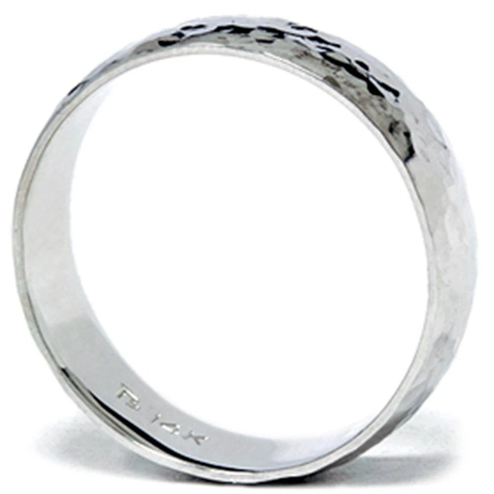 商品Pompeii3|Mens 7mm 14K White Gold Polished Hammered Wedding Ring Band Size Selectable,价格¥5250,第2张图片详细描述