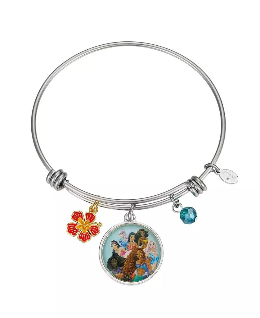 商品Disney|Unwritten Coral and Orange Enamel Fower, Blue Crystal Bead and Multi Color Little Mermaid Bangle Bracelet,价格¥135,第1张图片