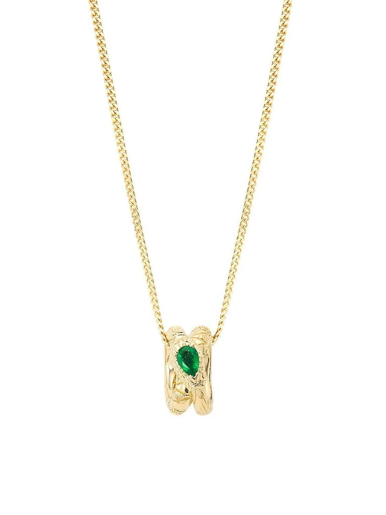 商品Gucci|Ouroboros 18K Yellow Gold & Emerald Pendant Necklace,价格¥16485,第1张图片
