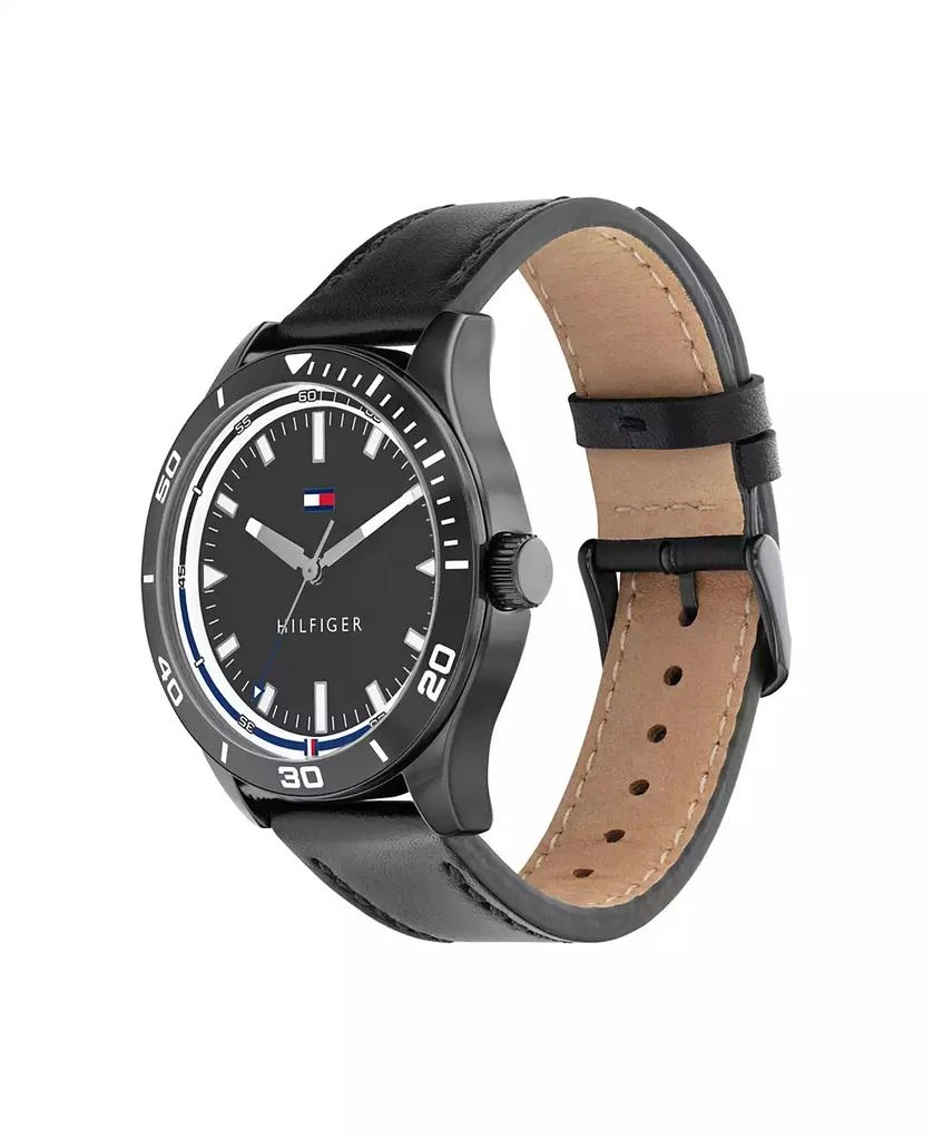 商品Tommy Hilfiger|Men's Black Leather Strap Watch 38mm,价格¥708,第3张图片详细描述