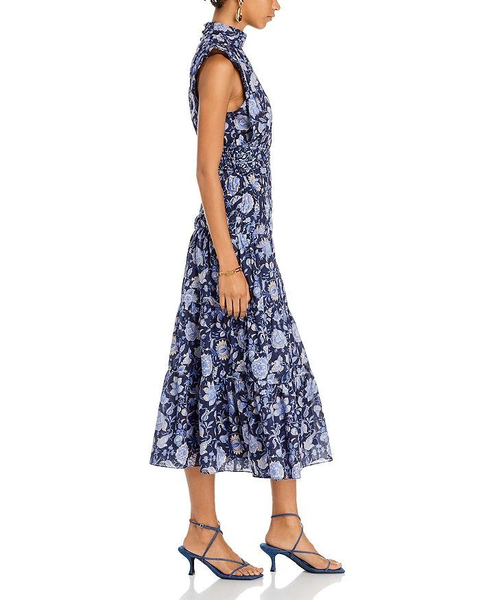 商品Derek Lam|Junia Ruched Sleeve Floral Midi Dress,价格¥2601,第4张图片详细描述