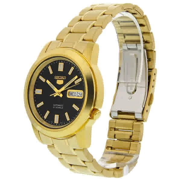 商品Seiko|Seiko 5 Automatic Black Dial Yellow Gold-tone Mens Watch SNKK22,价格¥996,第3张图片详细描述