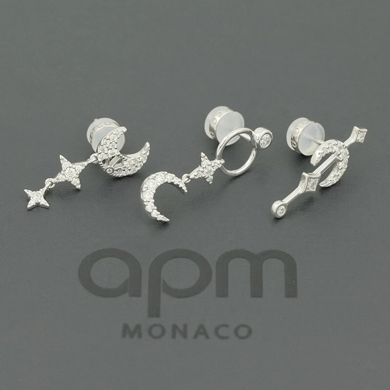 APM Monaco 星月耳钉套装组合 小巧简约气质银饰耳饰 AE12579OX 商品