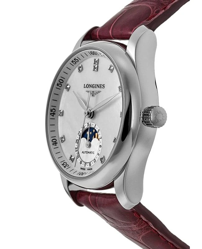 商品Longines|Longines Master Collection Automatic 34mm Mother of Pearl Diamond Dial Leather Strap Women's Watch L2.409.4.87.2,价格¥15701,第3张图片详细描述