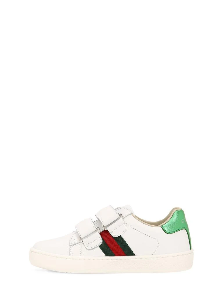 商品Gucci|Ace Leather Strap Sneaker W/ Web,价格¥3365,第3张图片详细描述