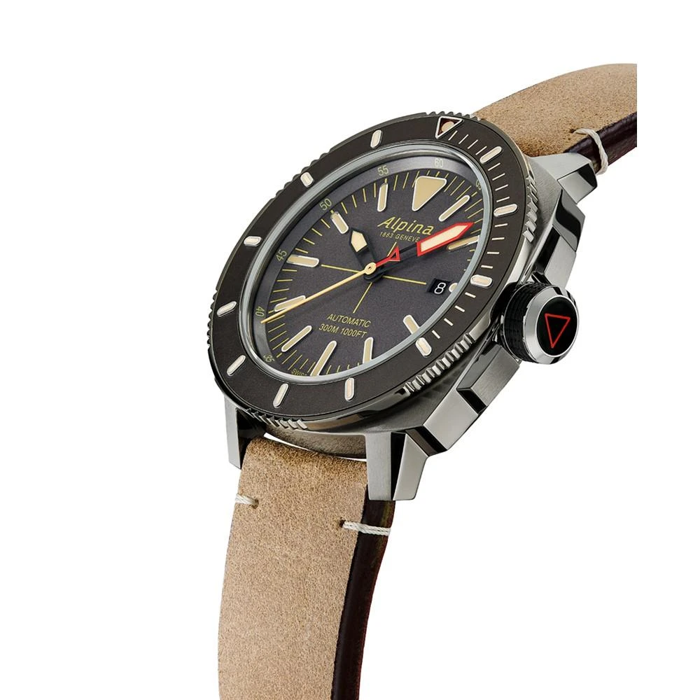 商品Alpina|Men's Swiss Automatic Seastrong Diver Brown Leather Strap Watch 44mm,价格¥12011,第2张图片详细描述