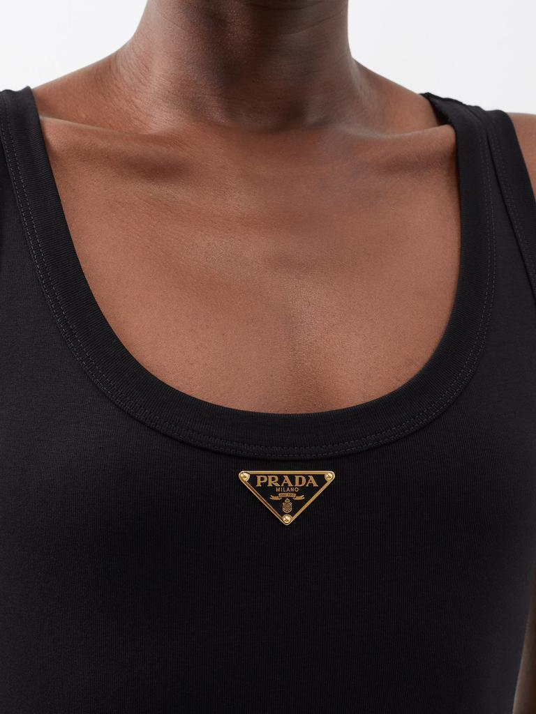 商品Prada|Triangle logo-plaque cotton-jersey tank top,价格¥6225,第5张图片详细描述