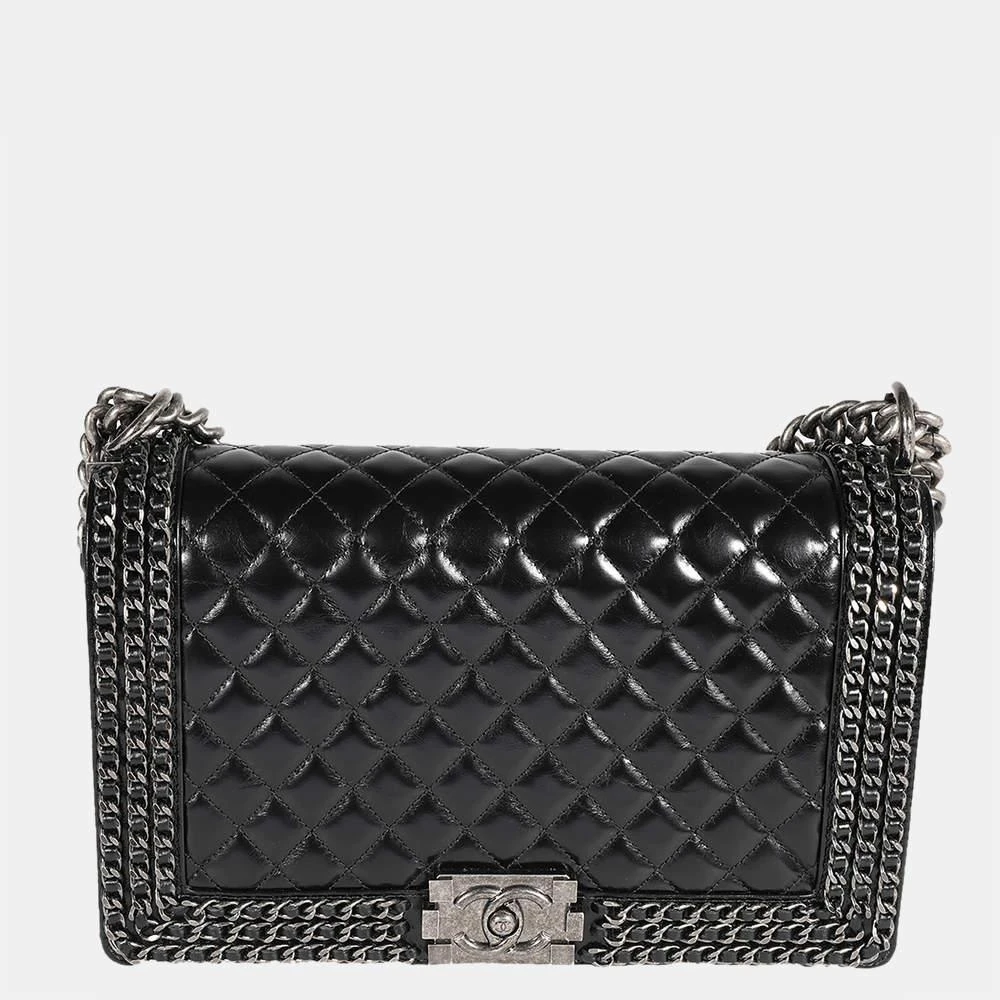 商品[二手商品] Chanel|Chanel Black Quilted Calfskin Chained Medium Boy Bag,价格¥37971,第1张图片