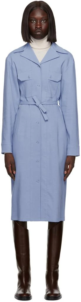 商品Lemaire|Blue Convertible Collar Fitted Midi Dress,价格¥2394,第1张图片