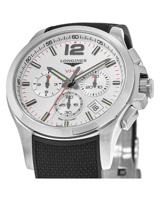 商品Longines|Longines Conquest V.H.P. Silver Dial Black Rubber Strap Men's Watch L3.717.4.76.9,价格¥10184,第2张图片详细描述