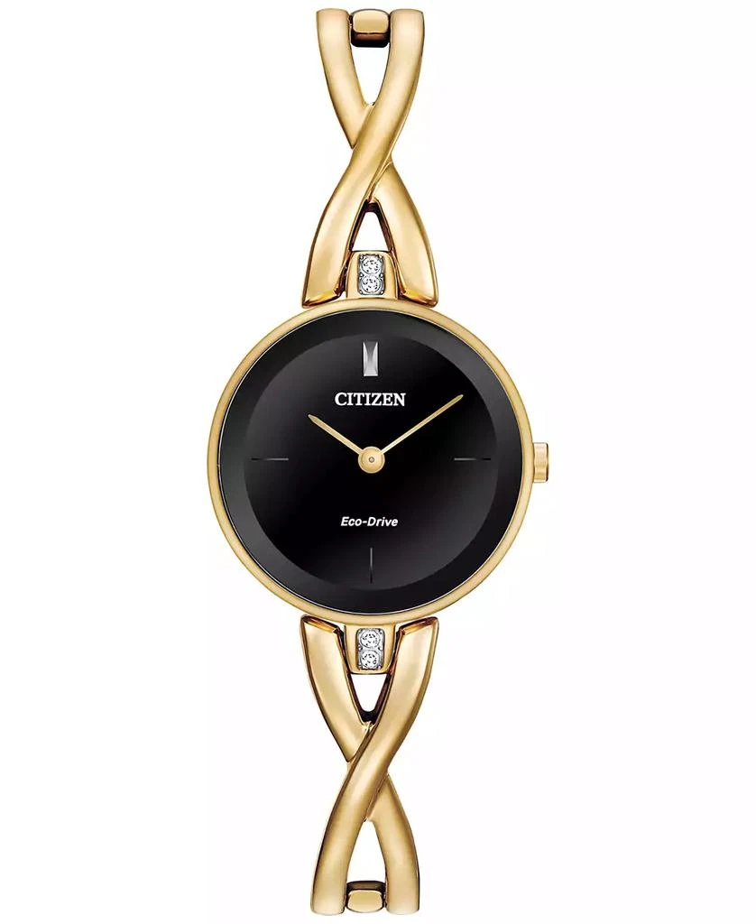 商品Citizen|Women's Eco-Drive Gold-Tone Stainless Steel Bangle Bracelet Watch 23mm EX1422-54E,价格¥2596,第1张图片