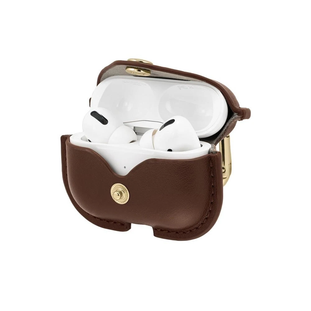 商品WITHit|Brown Leather Apple AirPods Case with Gold-Tone Snap Closure and Carabiner Clip,价格¥183,第3张图片详细描述