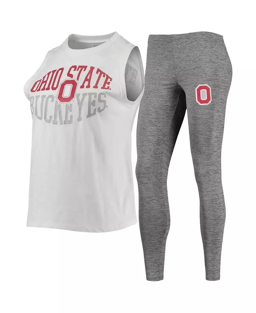 商品Concepts Sport|Women's Charcoal, White Ohio State Buckeyes Tank Top and Leggings Sleep Set,价格¥308,第1张图片