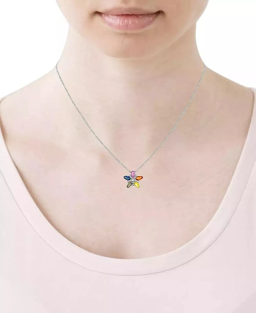 商品Macy's|Multi-Sapphire (1-1/6 ct. t.w.) & Diamond (1/10 ct. t.w.) Star Pendant in 14k White Gold,价格¥3229,第2张图片详细描述