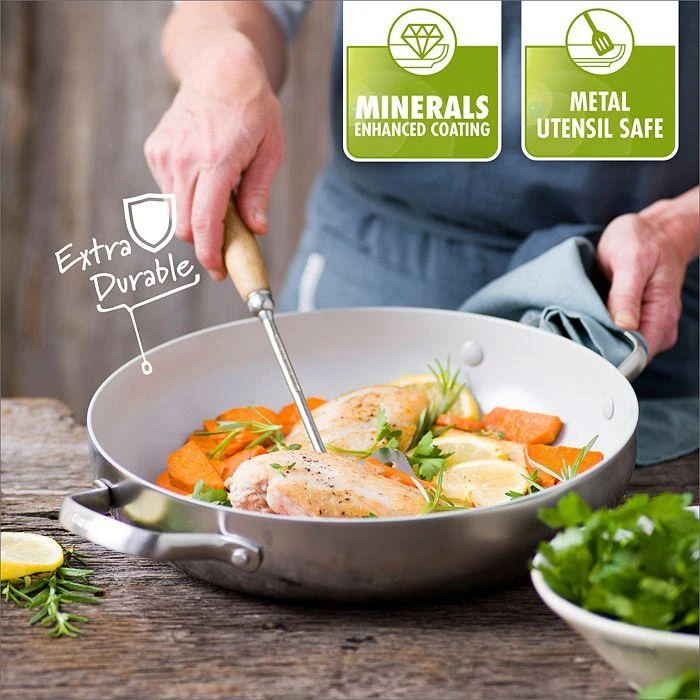 商品Greenpan|Venice Pro 12" Ceramic Nonstick Covered Wok,价格¥1112,第4张图片详细描述