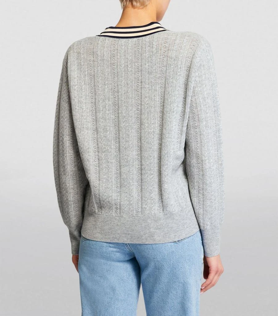 商品Sandro|Stripe-Trim Cable-Knit Sweater,价格¥1627,第4张图片详细描述