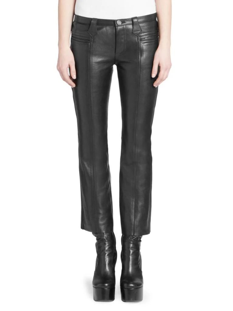 商品Yves Saint Laurent|Saint Laurent - Cropped Kickflare Leather Pants,价格¥6970,第1张图片