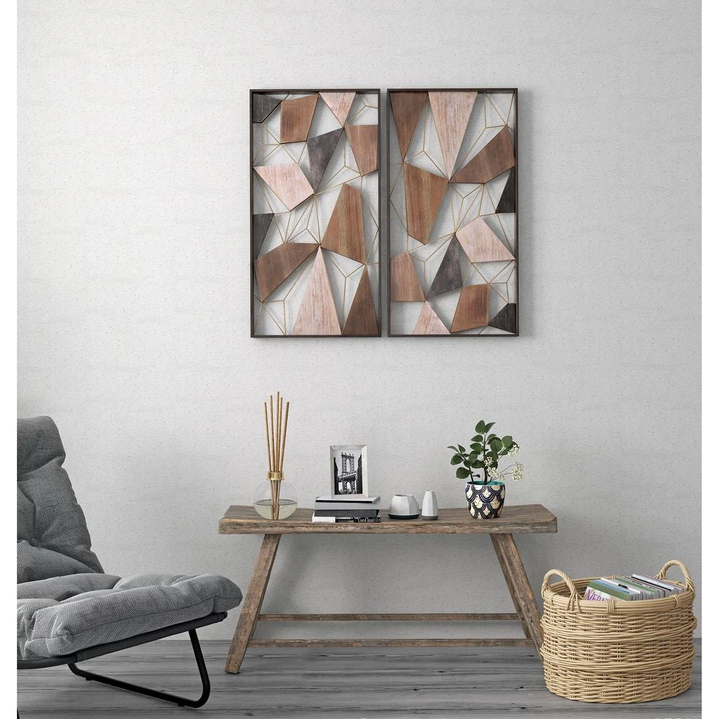 商品Gild Design House|Lucian Metal and Wood Wall Dcor Set of 2,价格¥1479,第2张图片详细描述