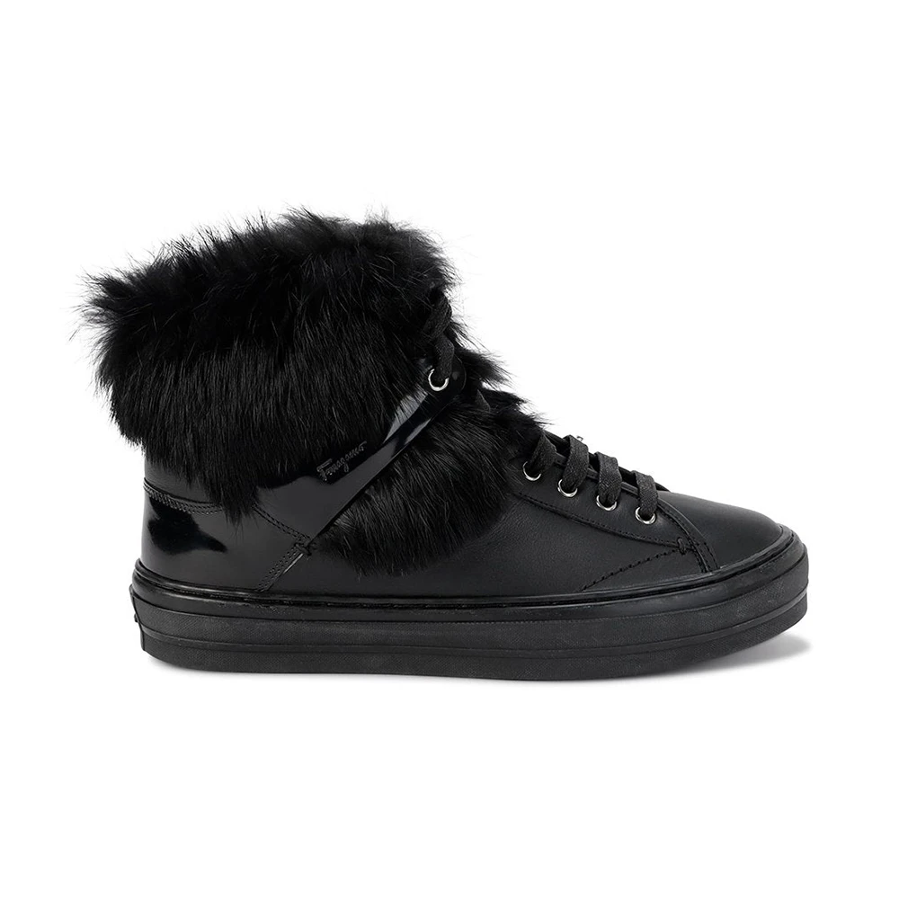 商品[国内直发] Salvatore Ferragamo|SALVATORE FERRAGAMO 女士黑色皮革雪地靴 0588692,价格¥1953,第1张图片