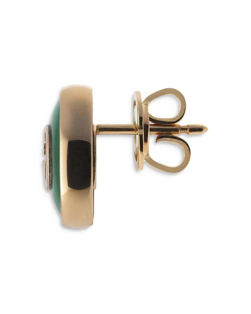 18K Rose Gold Interlocking Green Agate Circle Stud Earrings 商品