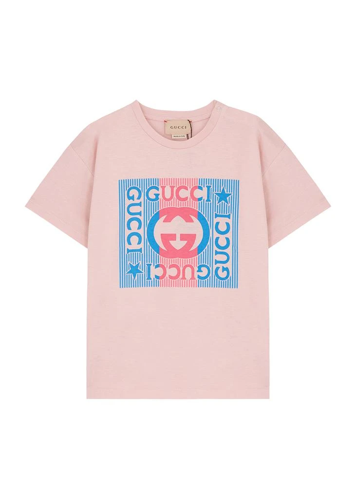 商品Gucci|KIDS Pink logo-print cotton T-shirt (18-36 months),价格¥1358,第1张图片